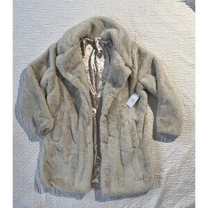 Time and Tru Faux Fur Parka Jacket Brown Missy Minky Large 12-14 Girls